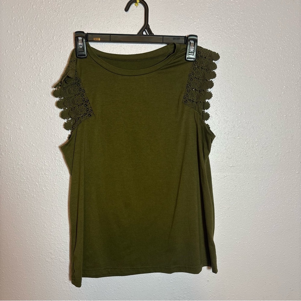 Elegant Olive Crochet Sleeve Women's Blouse